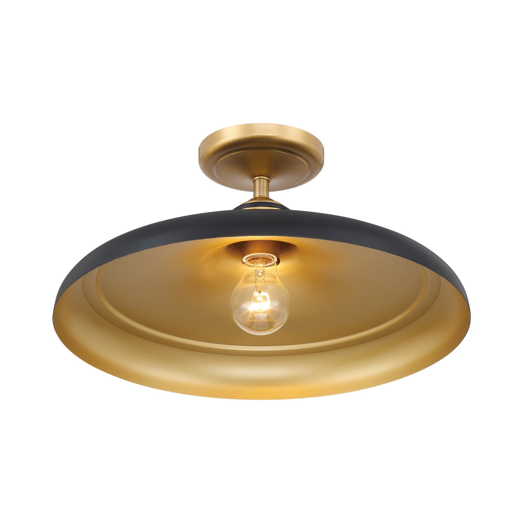 Crowne Semi Flush Mount Ceiling Light in Dark Matte Black.