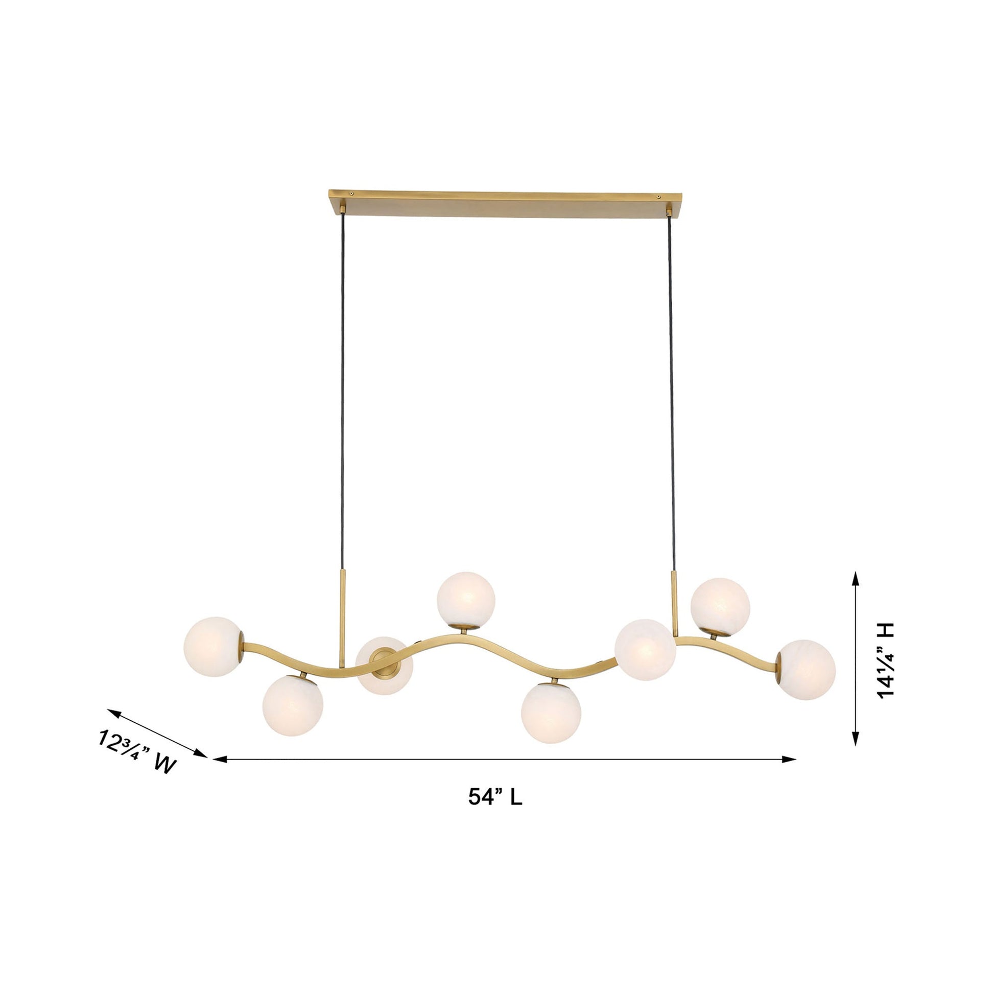 Curven Linear Pendant Light - line drawing.