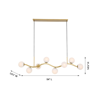 Curven Linear Pendant Light - line drawing.