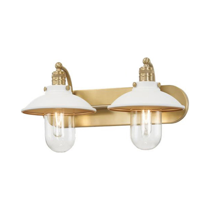 Downtown Edison Vanity Wall Light in White and Soft Brass (2-Light).
