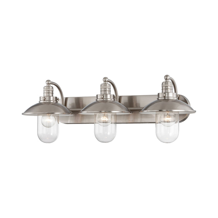 Downtown Edison Vanity Wall Light in Brushed Nickel (3-Light).