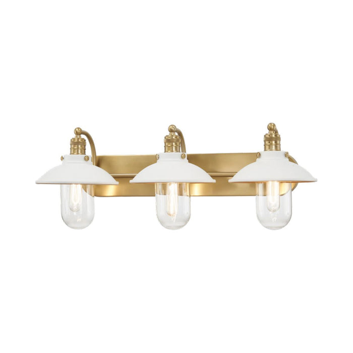 Downtown Edison Vanity Wall Light in White and Soft Brass (3-Light).