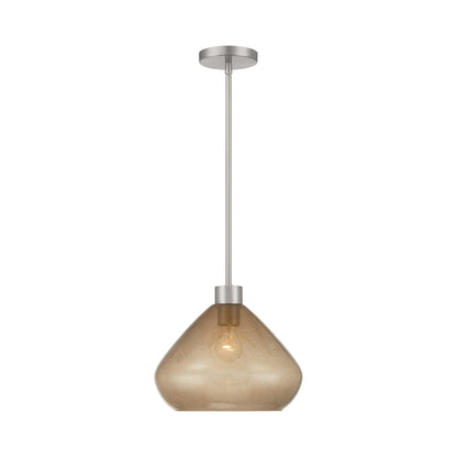 Elaris Pendant Light in Brushed Nickel/Brown Bubble.
