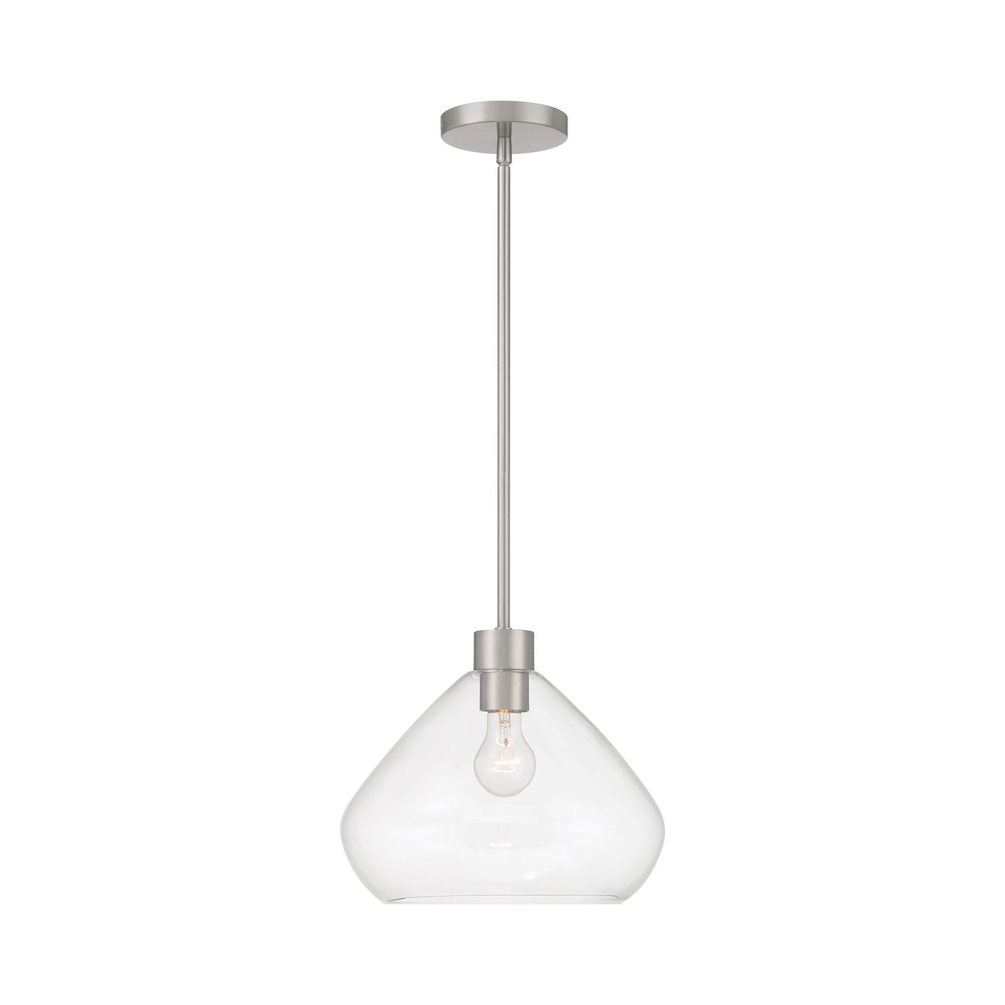 Elaris Pendant Light in Brushed Nickel/Clear.
