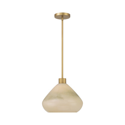 Elaris Pendant Light in Legacy Brass/Green Ombre.