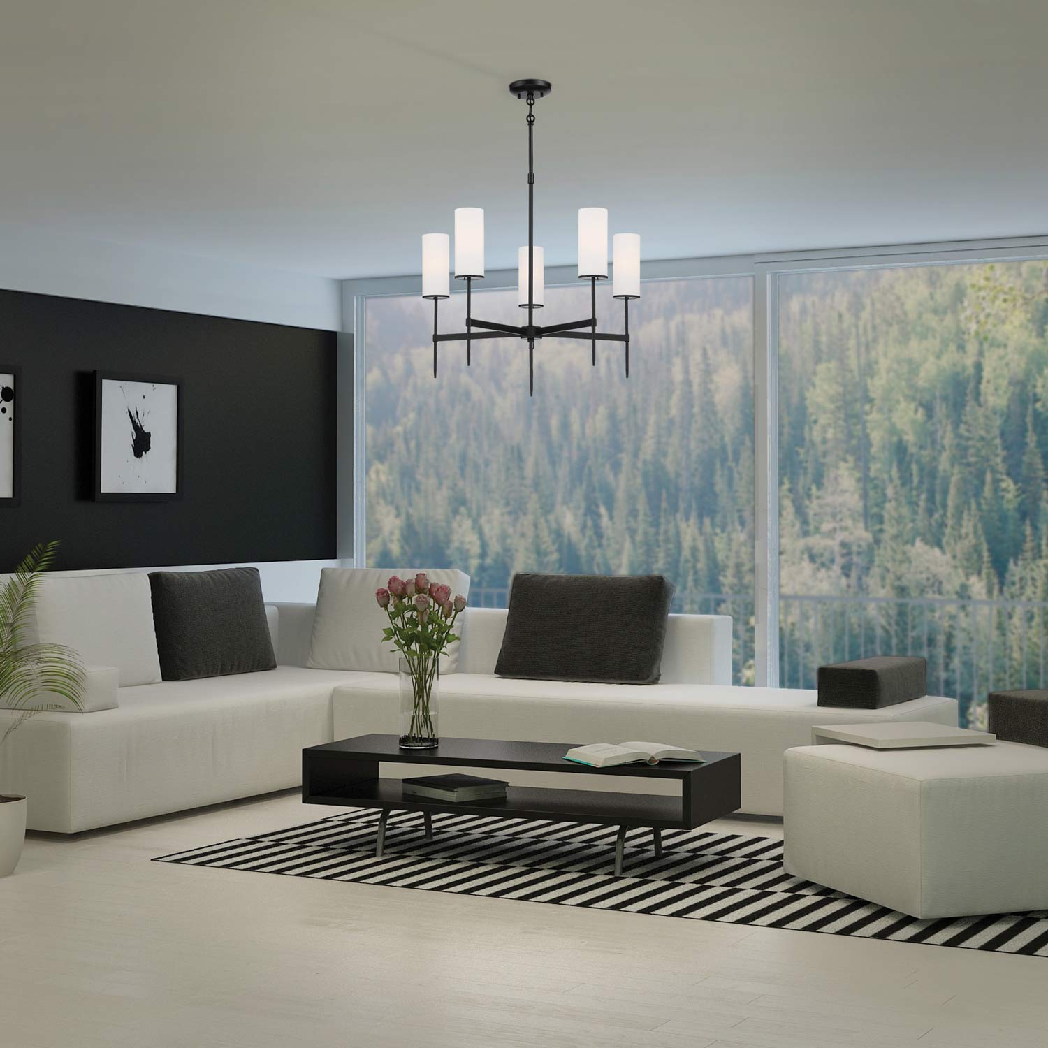 First Avenue Chandelier in living room.