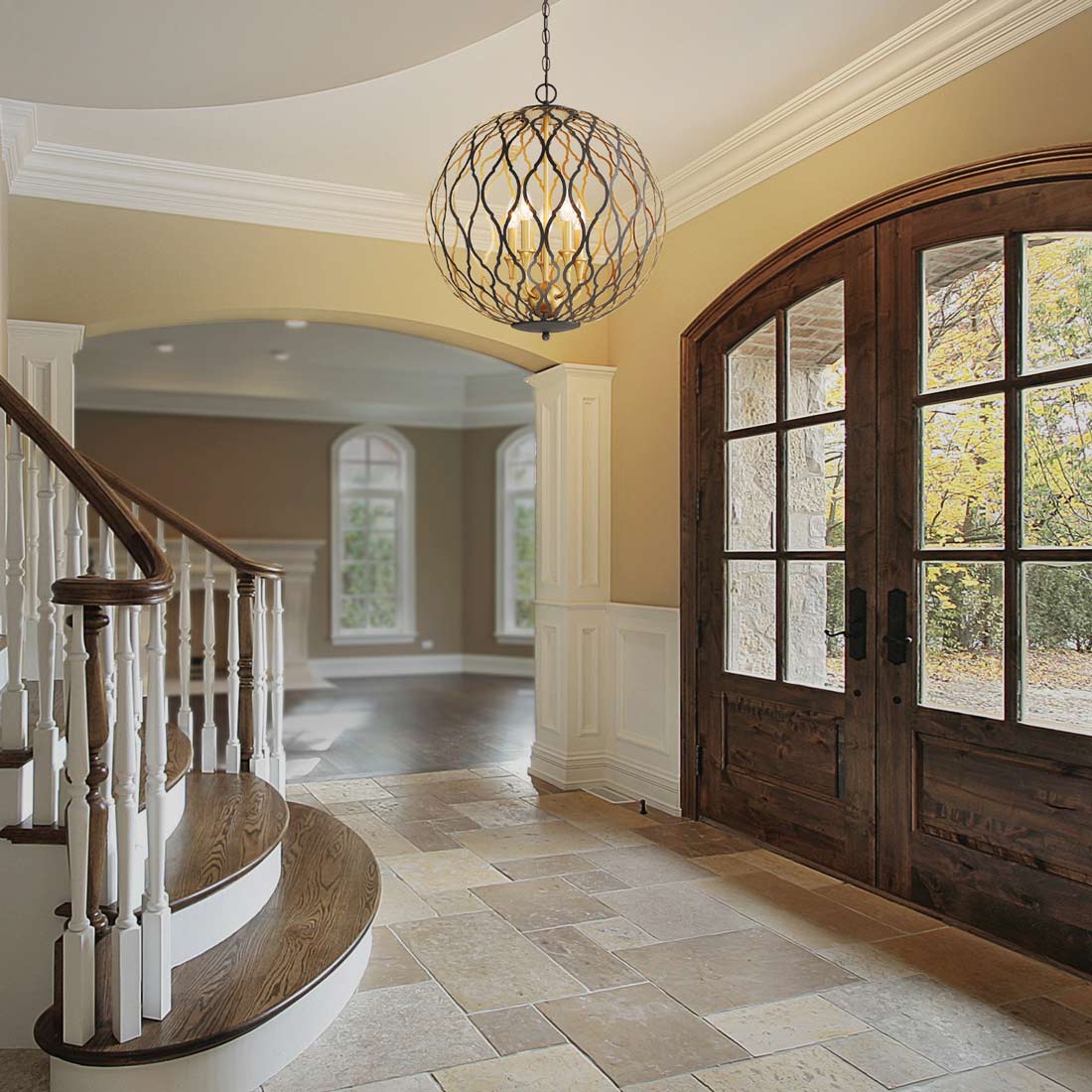 Gilded Glam Pendant Light in living room.