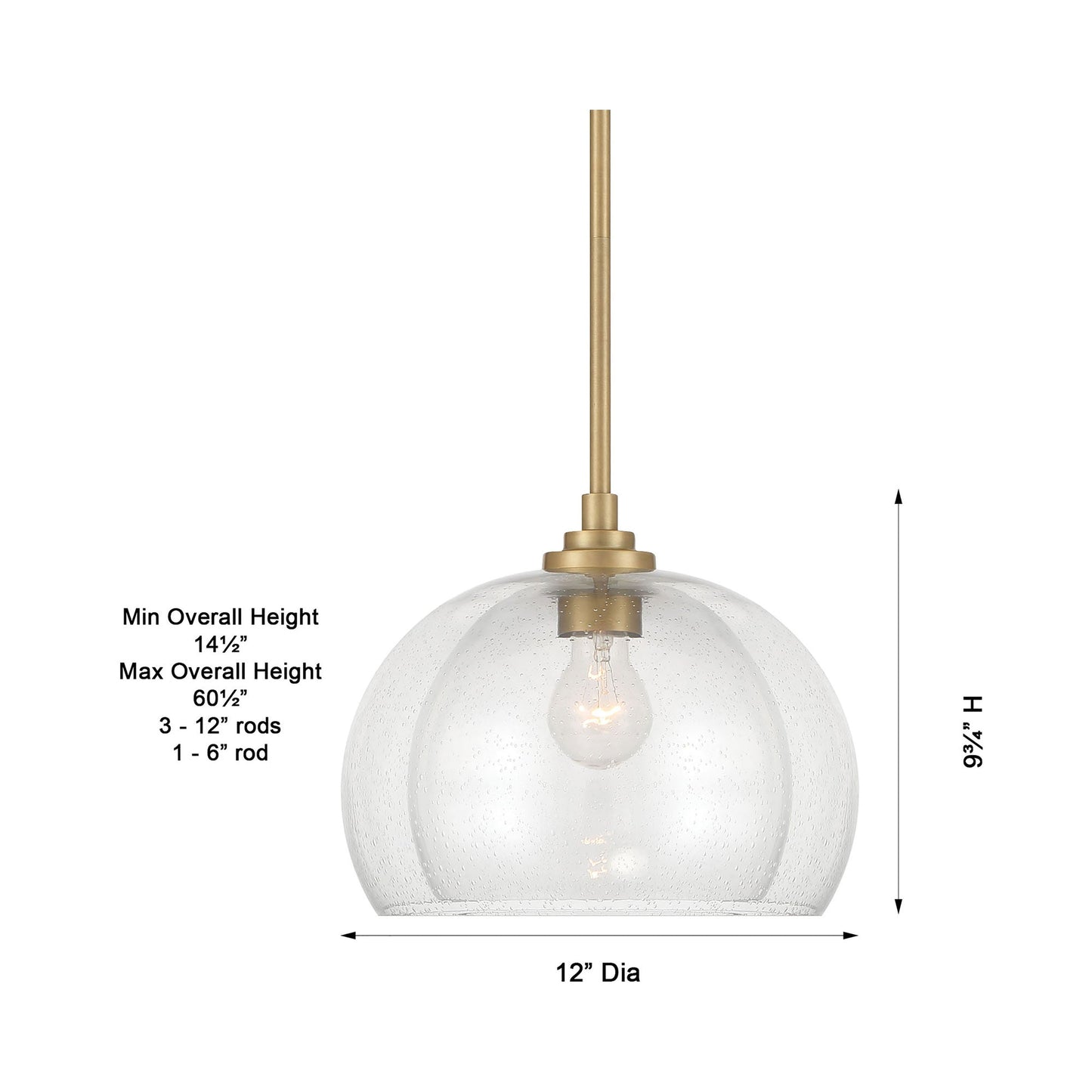 Glint Pendant Light - line drawing.
