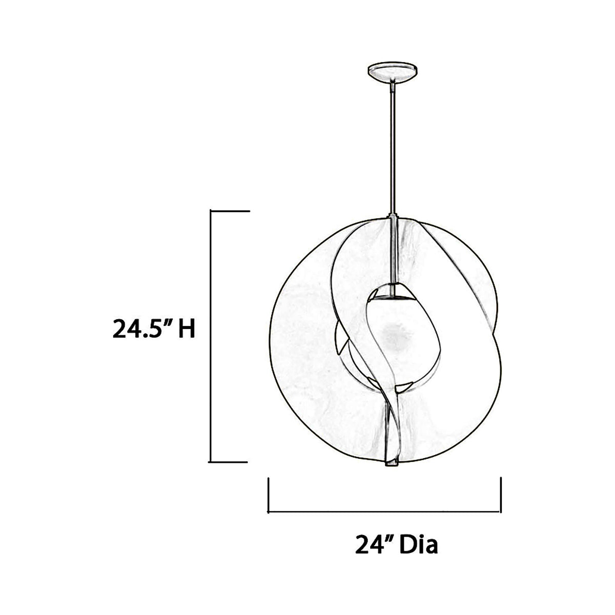 Gloria Pendant Light - line drawing.