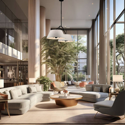 Headington Linear Pendant Light in living room.