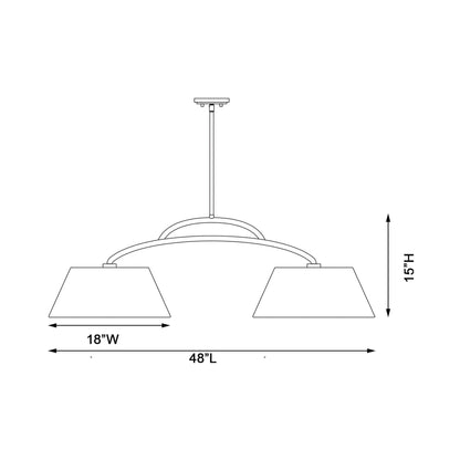 Headington Linear Pendant Light - line drawing.