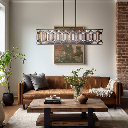 Hexly Linear Pendant Light in living room.