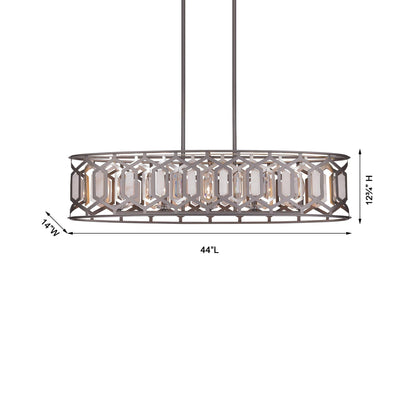 Hexly Linear Pendant Light - line drawing.
