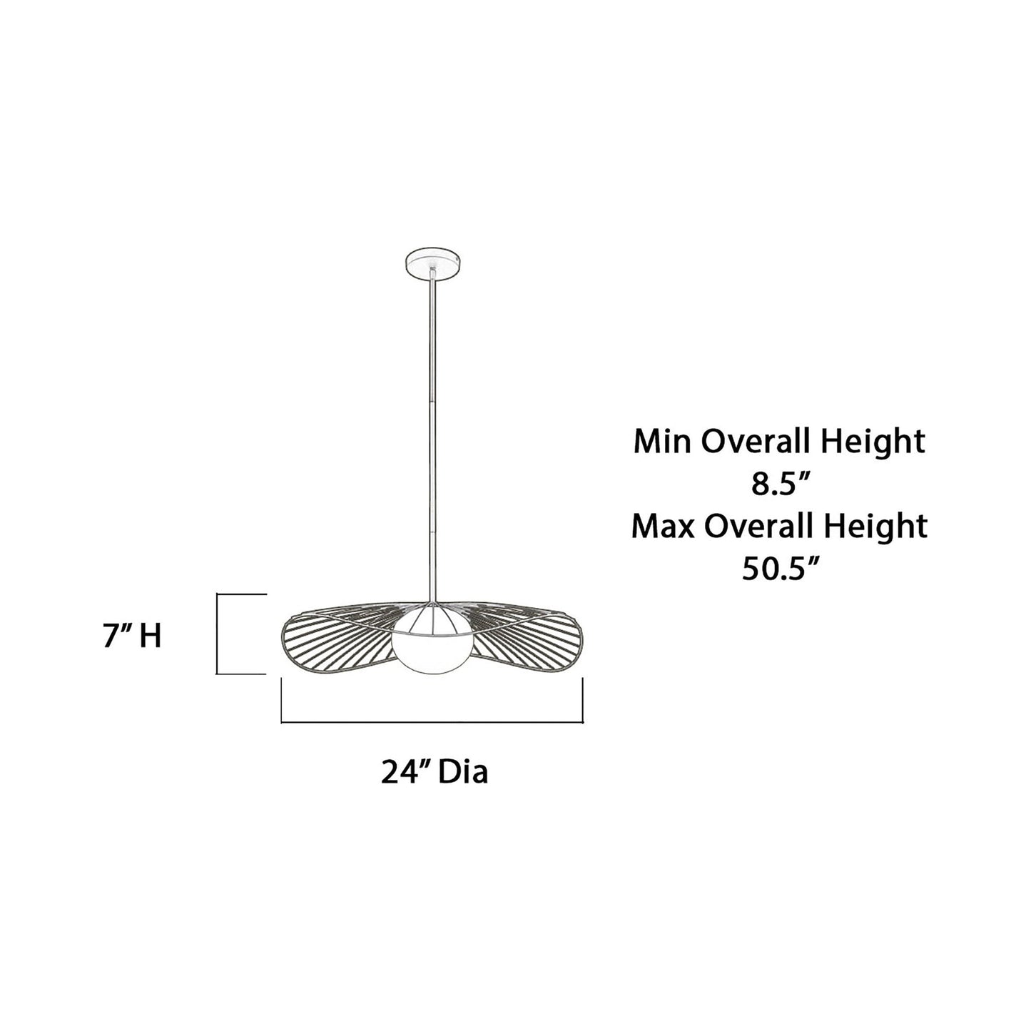 Langley Pendant Light - line drawing.