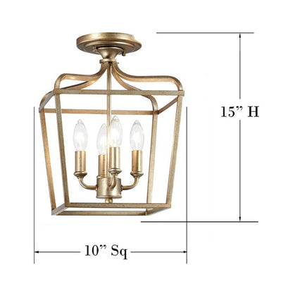 Laurel Estate Foyer Semi Flush Mount Ceiling Light - line drawing.
