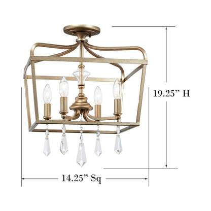 Laurel Estate Foyer Semi Flush Mount Ceiling Light - line drawing.