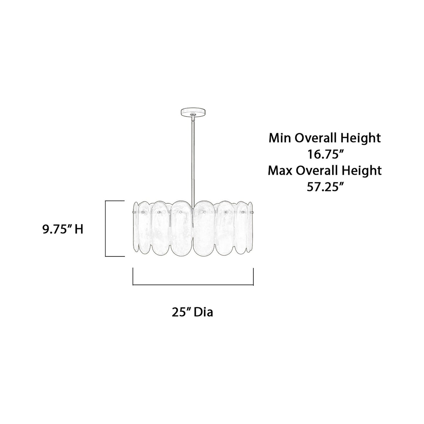 Oldmill Pendant Light - line drawing.