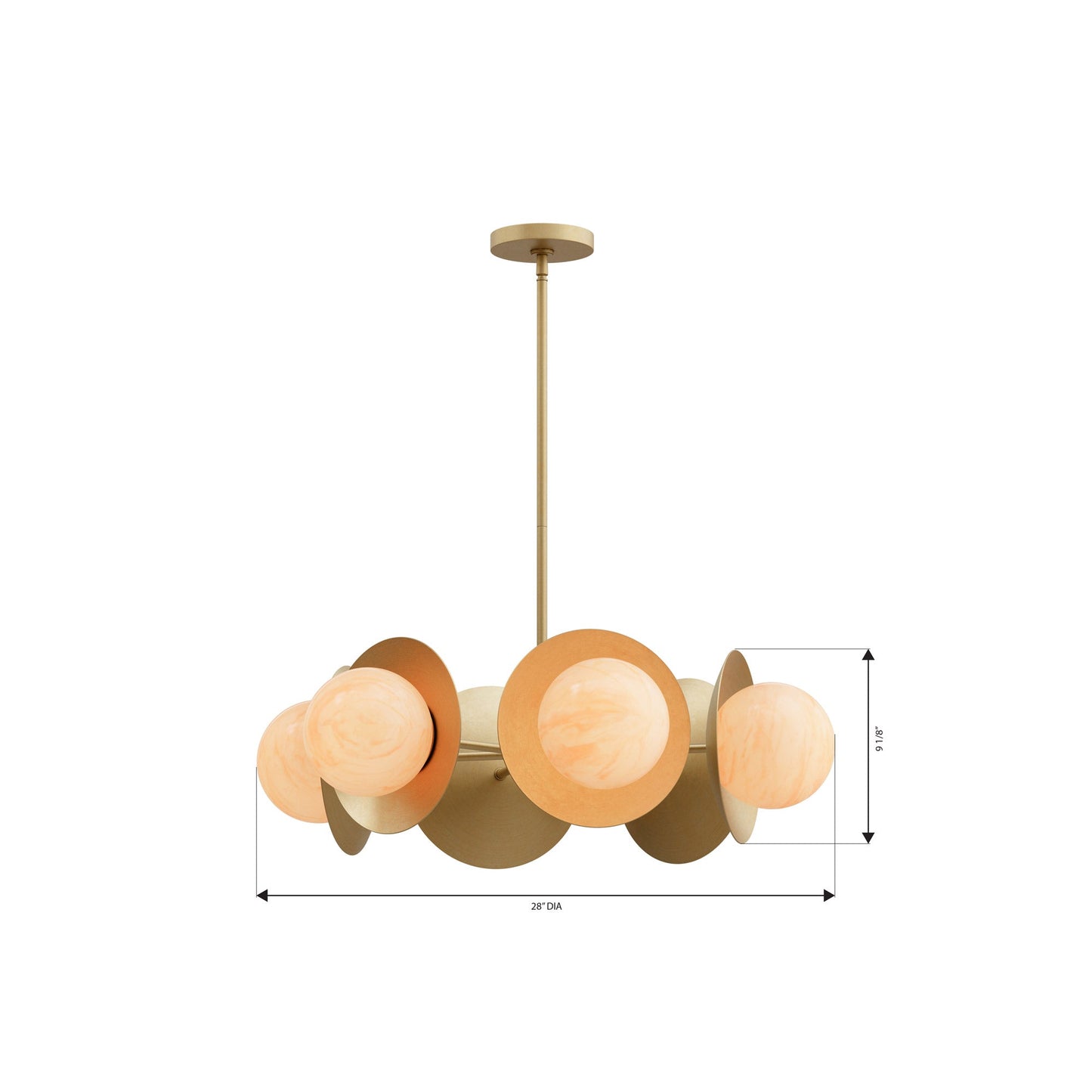 Olenne Multi Light Pendant Light - line drawing.