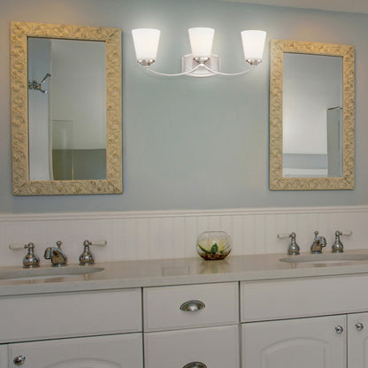 Overland Park Bath Vanity Light in bathroom.