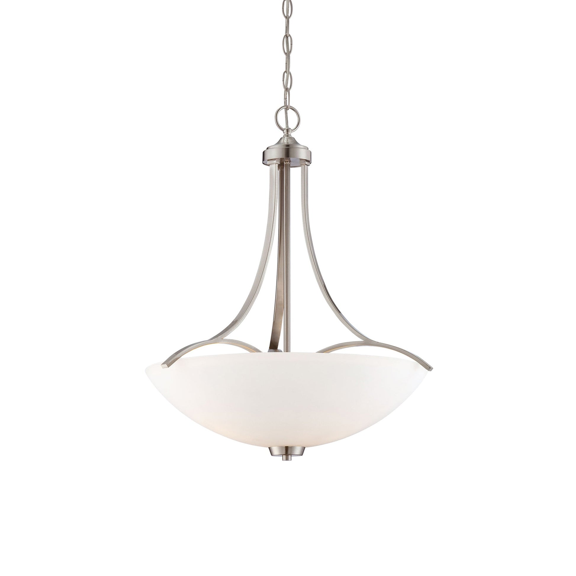 Overland Park Pendant Light in Brushed Nickel.