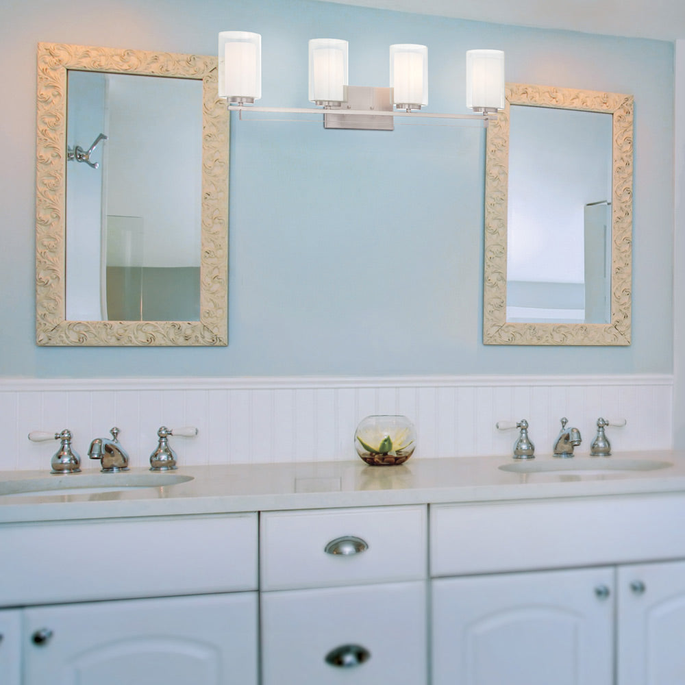 Parsons Studio Bath Vanity Light in bathroom.