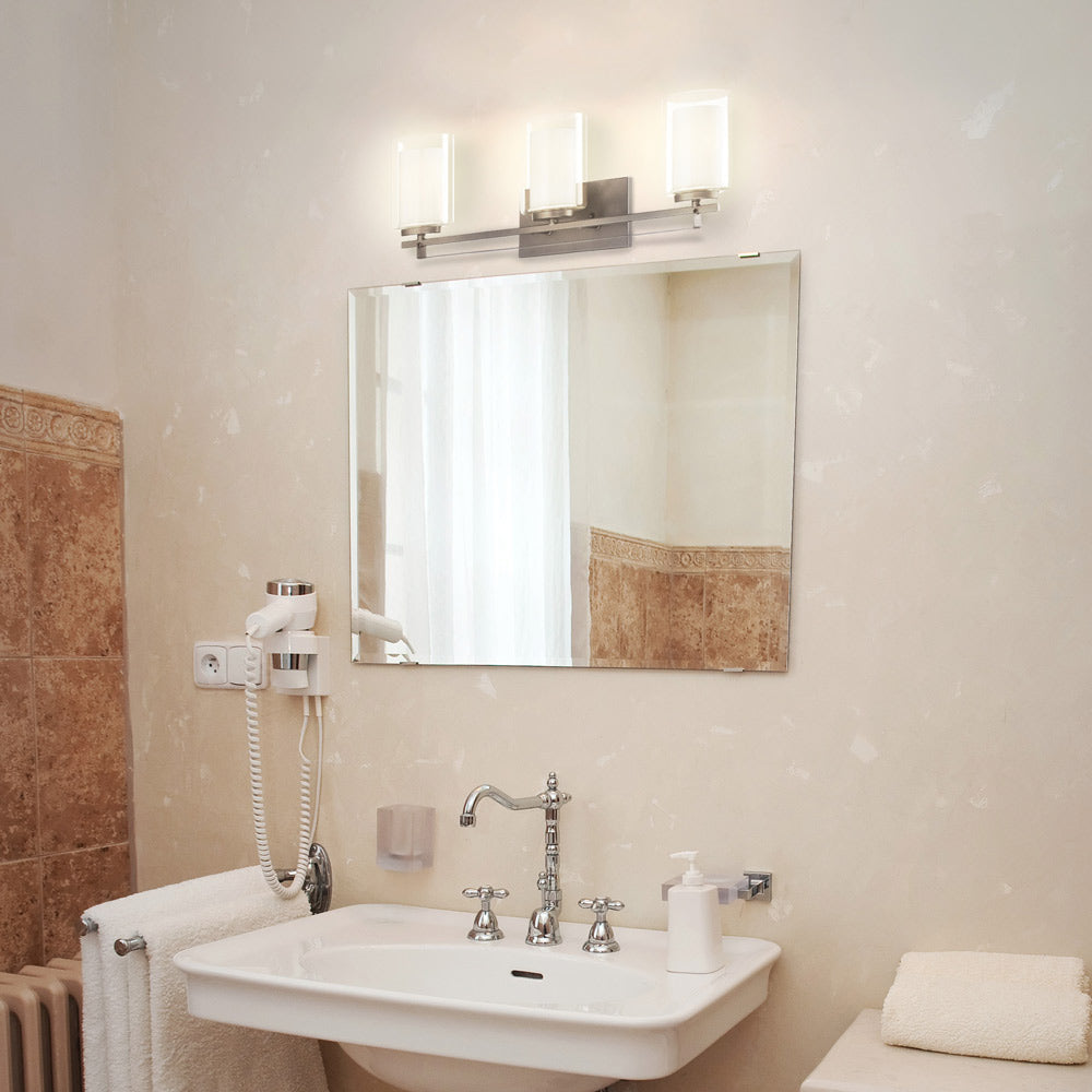 Parsons Studio Bath Vanity Light in bathroom.