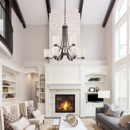 Parsons Studio Chandelier in living room.