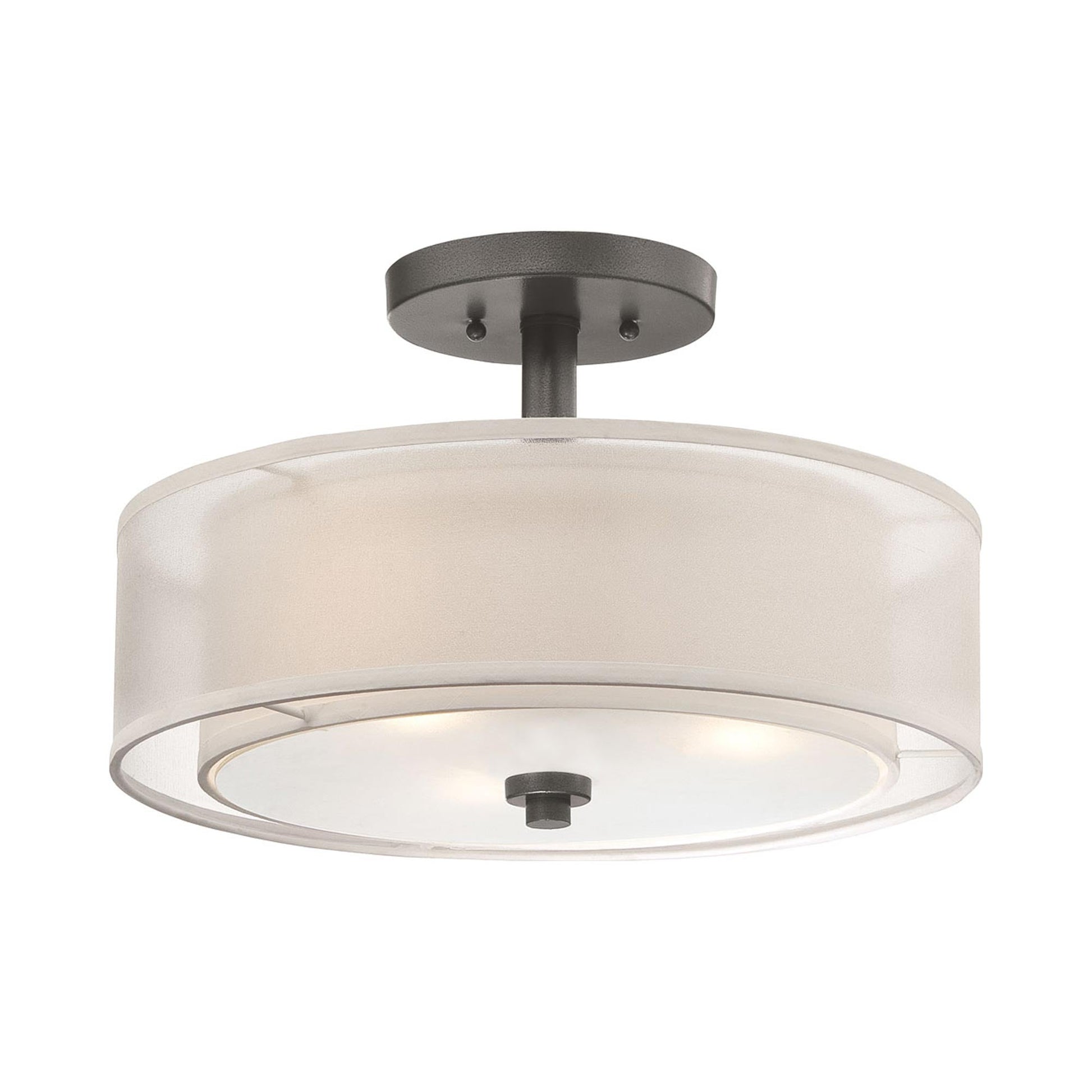 Parsons Studio Semi Flush Mount Ceiling Light in Smoked Iron.