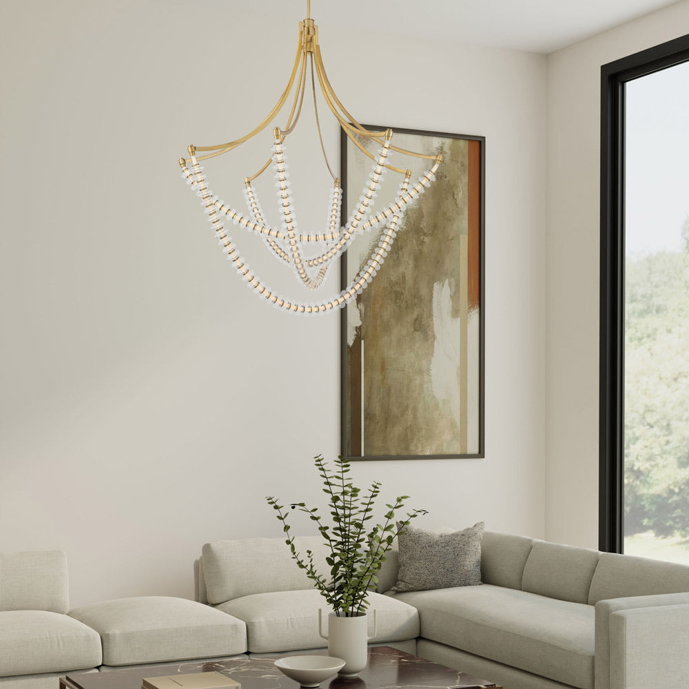 Pearl LED Chandelier in living room.