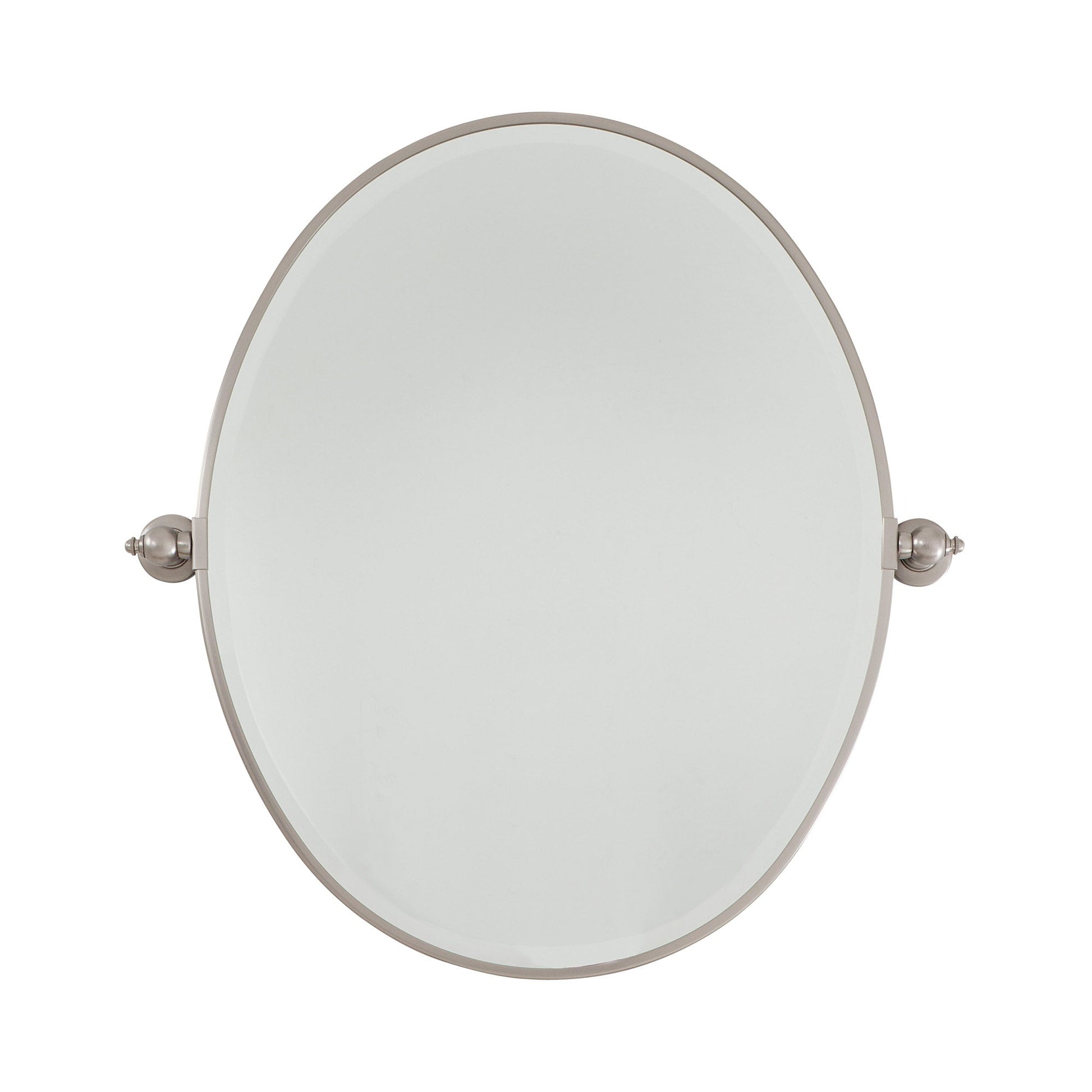 Pivoting Mirrors Oval Wall Mirror in Brushed Nickel (25-Inch).