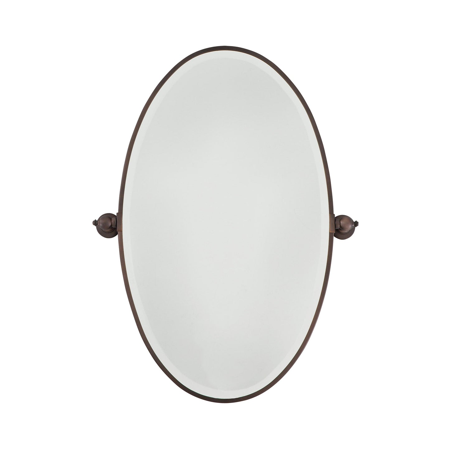 Pivoting Mirrors Oval Wall Mirror in Dark Brushed Bronze (27-Inch).
