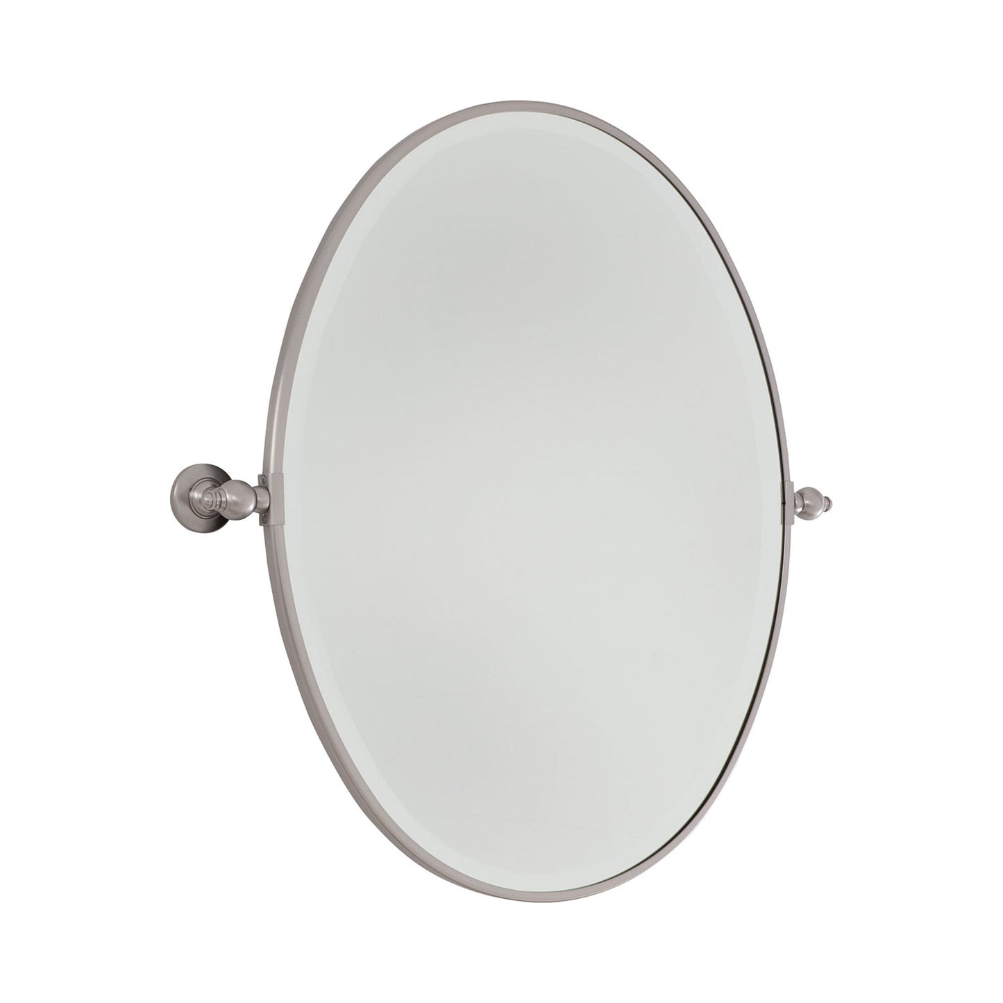 Pivoting Mirrors Oval Wall Mirror in Brushed Nickel (31-Inch).