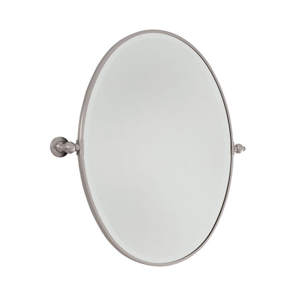 Pivoting Mirrors Oval Wall Mirror in Brushed Nickel (31-Inch).