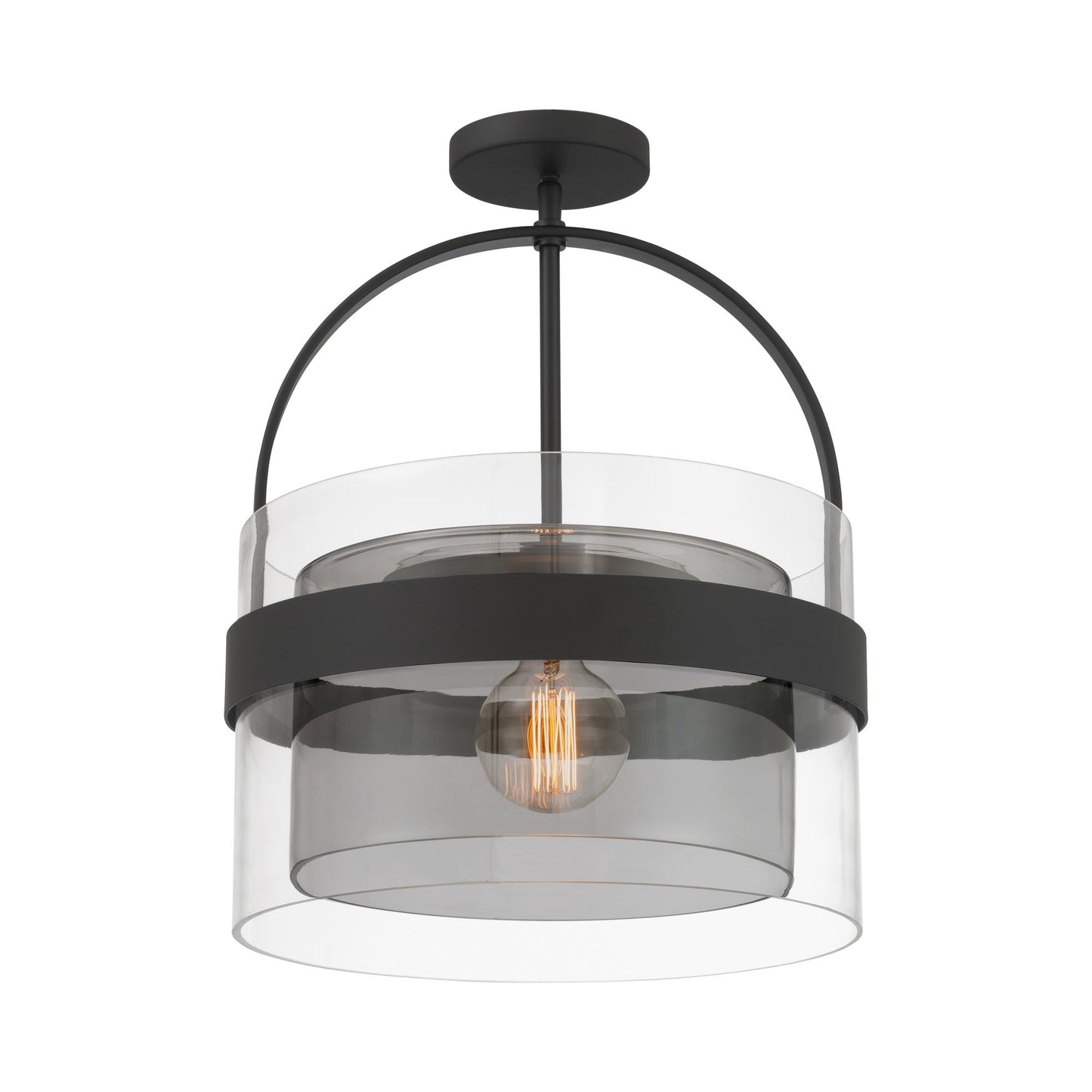 Ravik Semi Flush Mount Ceiling Light in Dark Matte Black.