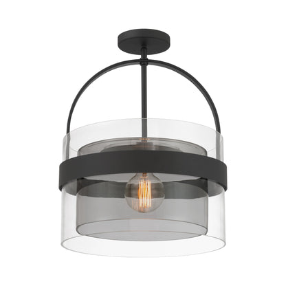 Ravik Semi Flush Mount Ceiling Light in Dark Matte Black.