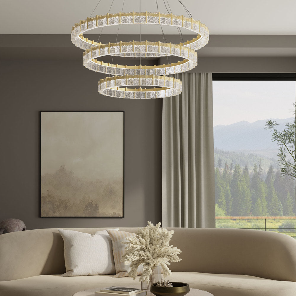 Sevryn LED Chandelier in living room.