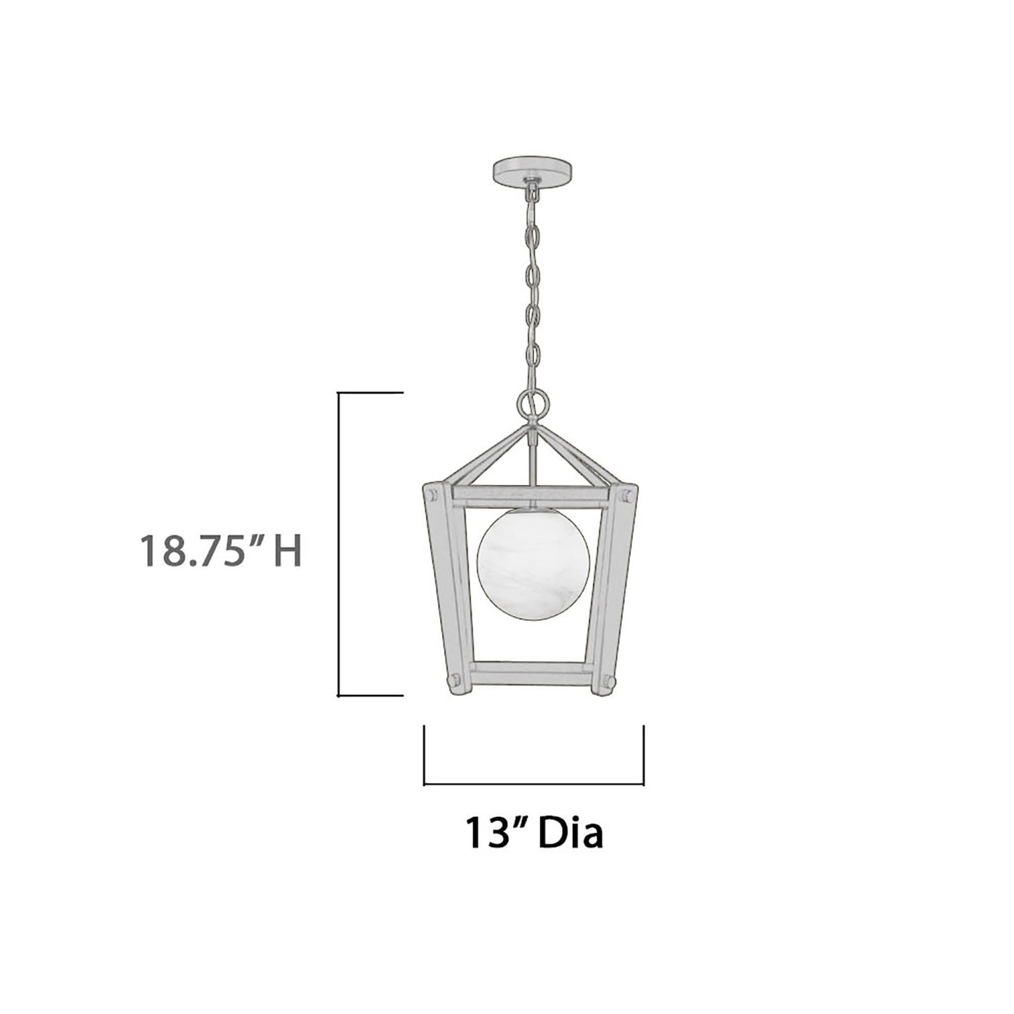 Shimmer Pendant Light - line drawing.