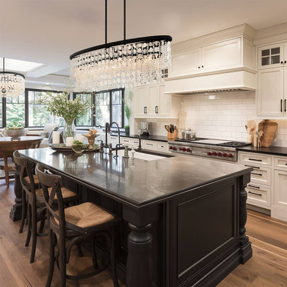 Shimmering Elegance Linear Pendant Light in kitchen.