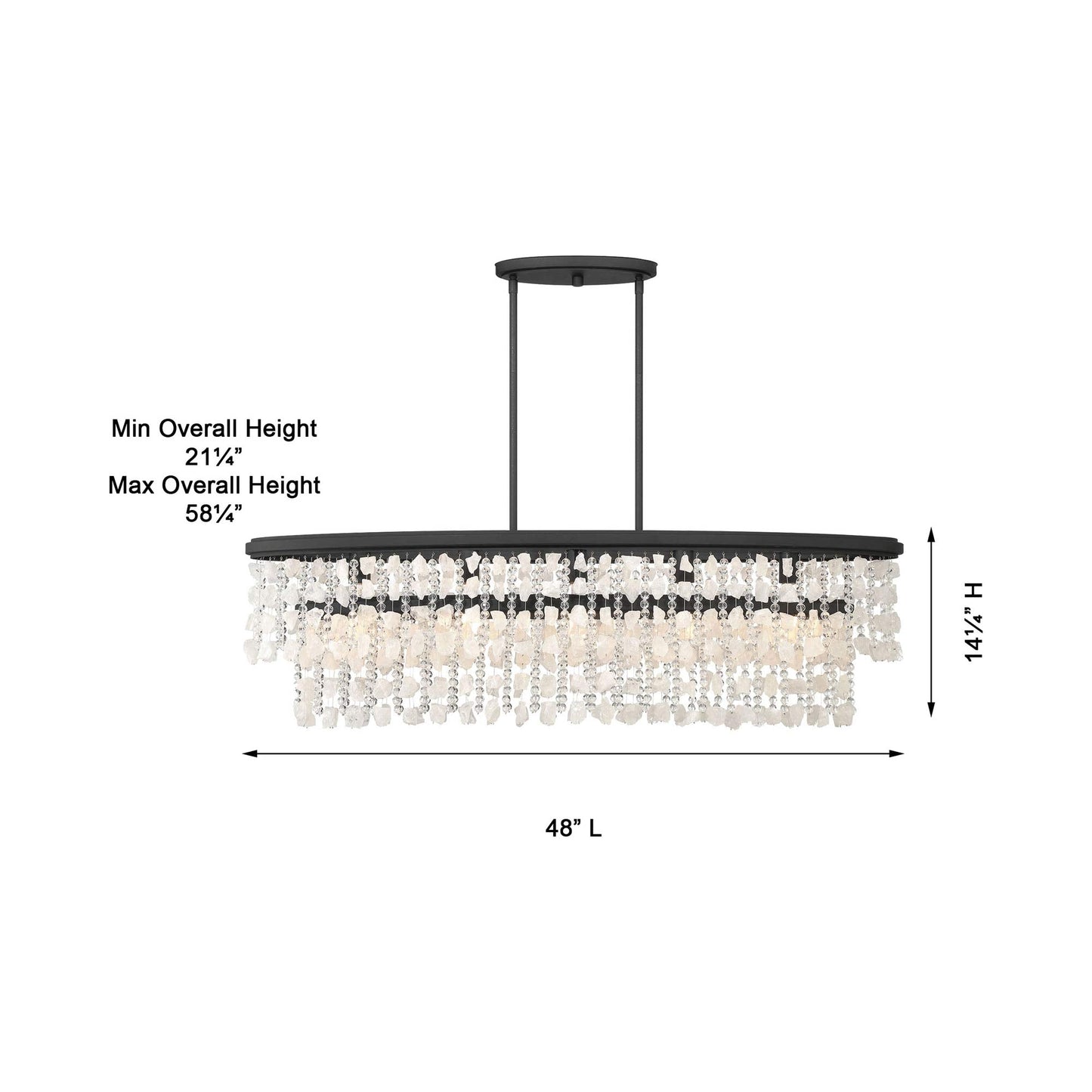 Shimmering Elegance Linear Pendant Light -line drawing.