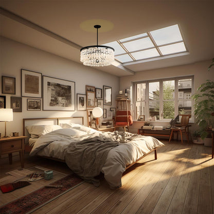 Shimmering Elegance Multi Light Pendant Light in bedroom.