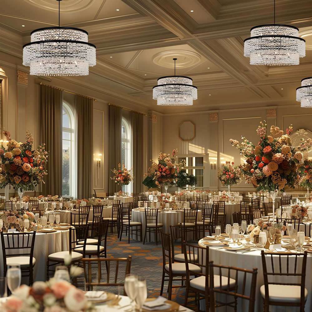 Shimmering Elegance Multi Light Pendant Light in restaurant.