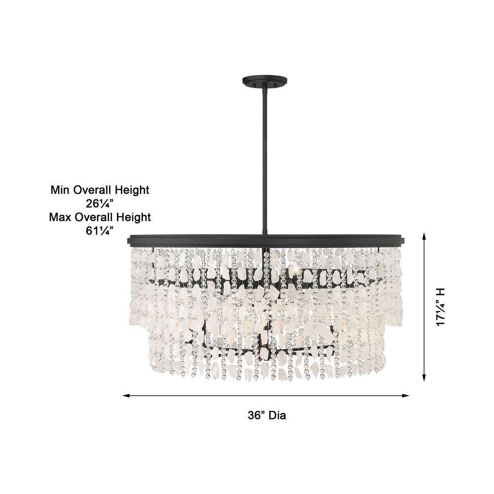 Shimmering Elegance Multi Light Pendant Light - line drawing.