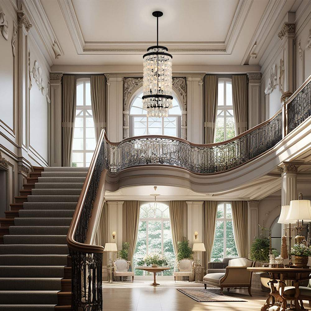 Shimmering Elegance Pendant Light in stair way.