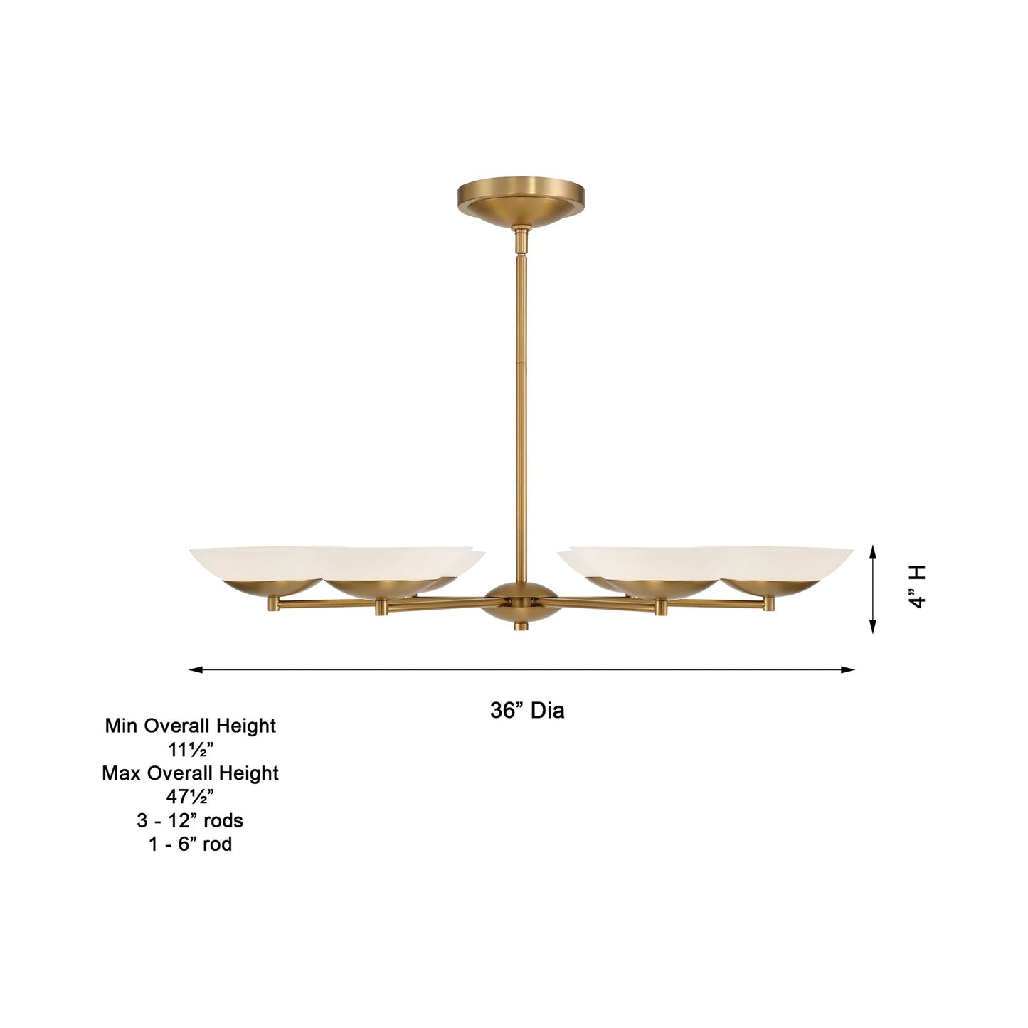 Solara LED Chandelier - line drawing.