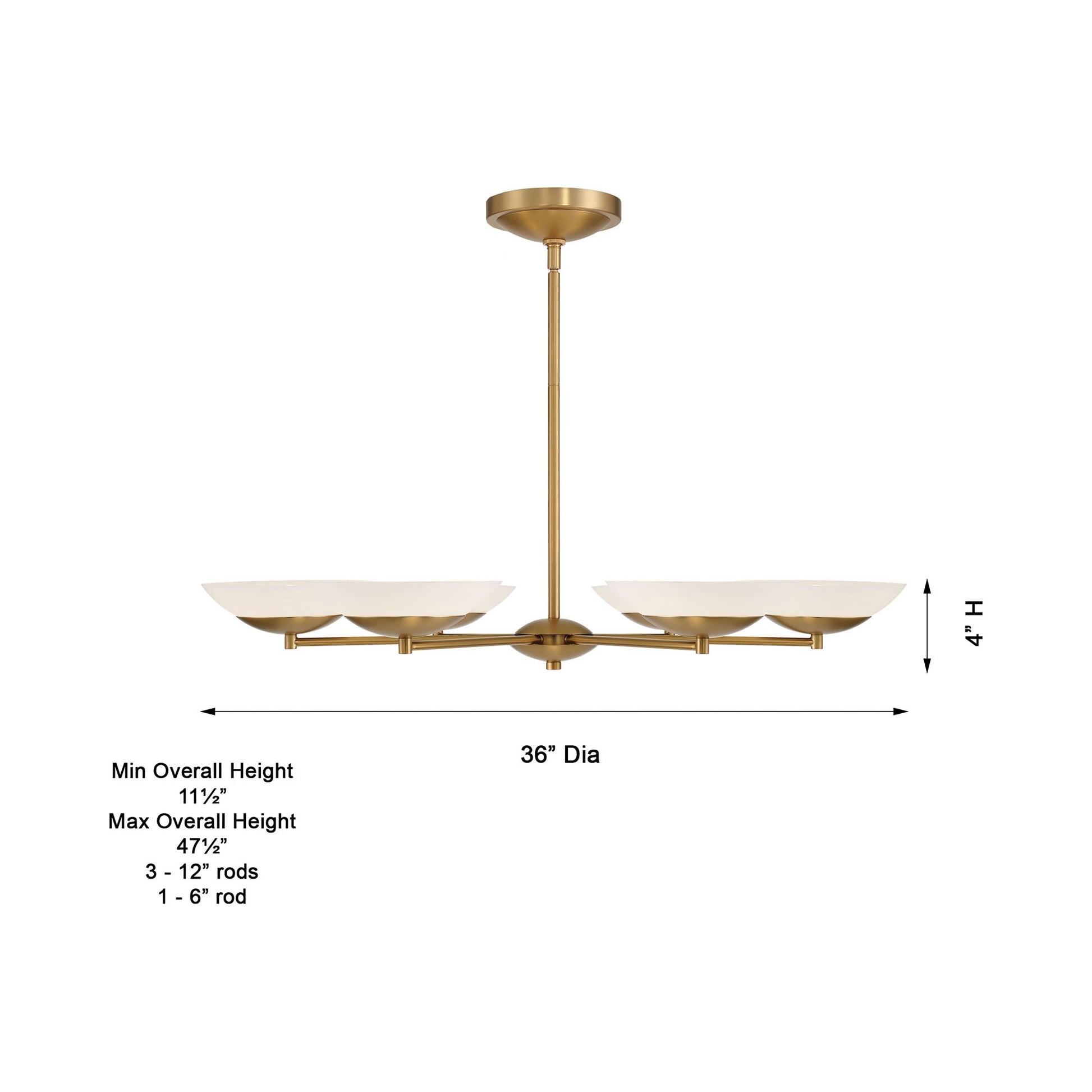 Solara LED Chandelier - line drawing.