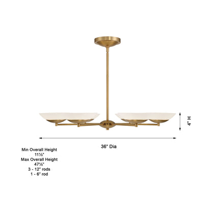 Solara LED Chandelier - line drawing.