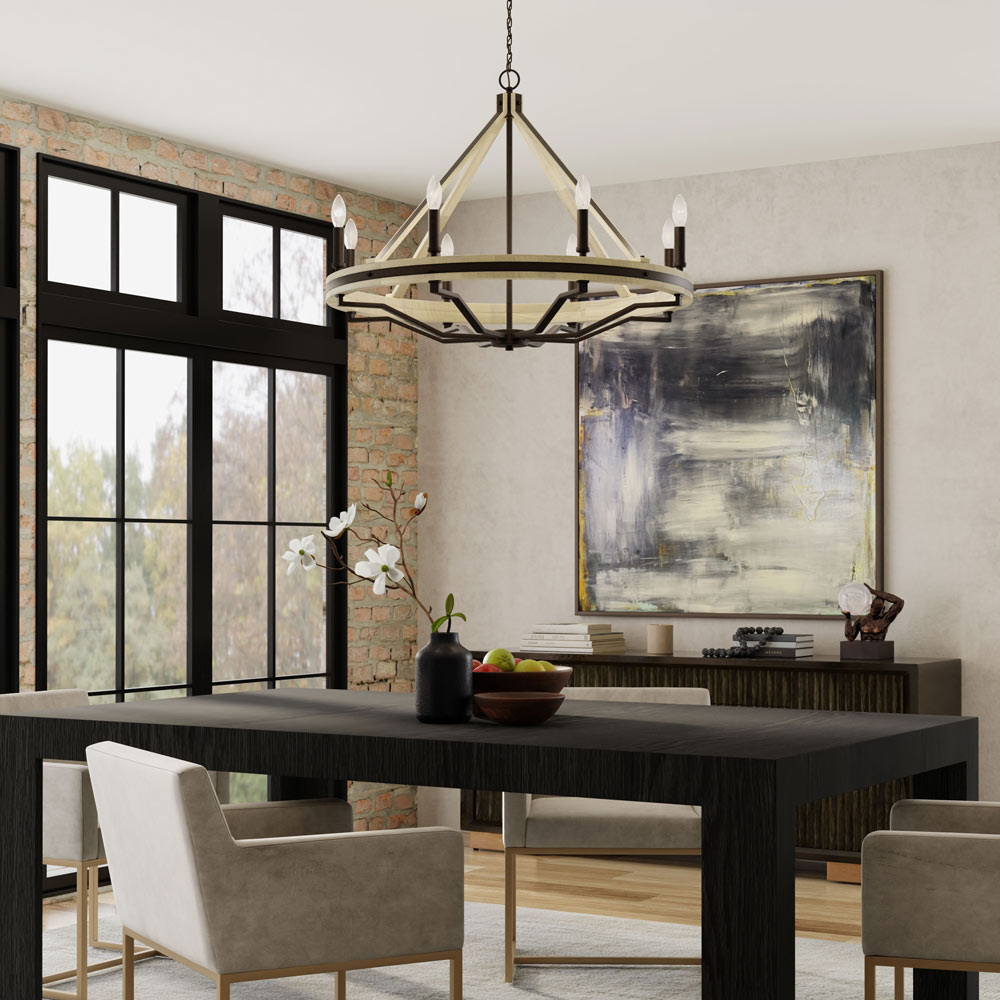 Sonoma Chandelier in living room.