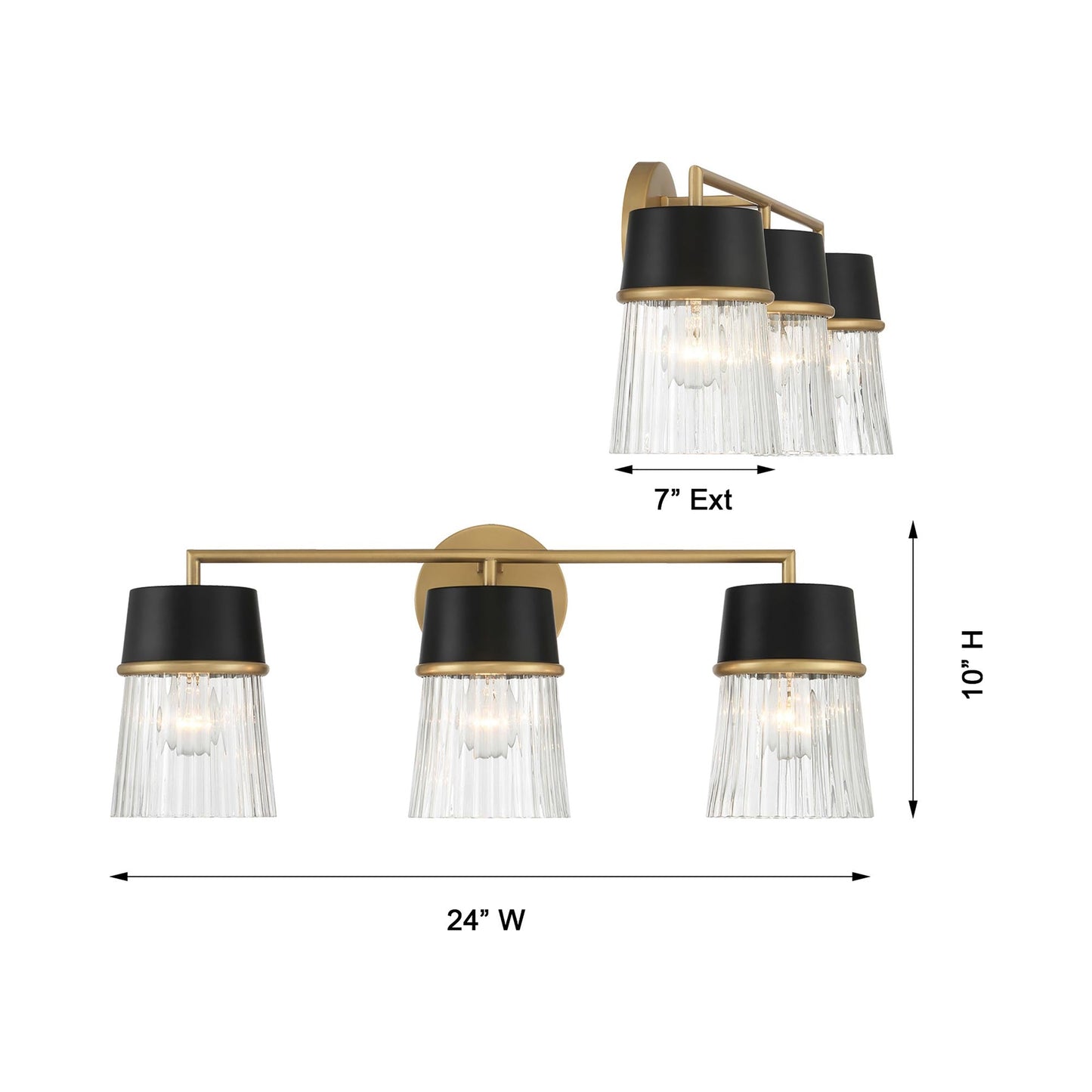 Stamford Bath Vanity Light - line drawing.