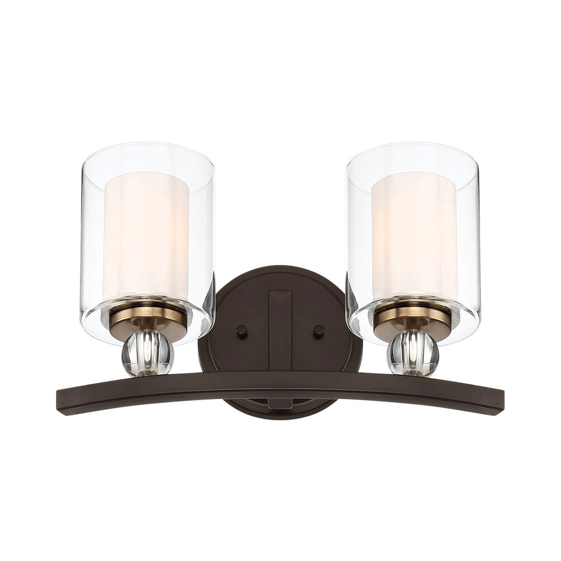 Studio 5 Bath Vanity Light in Painted Bronze with Natural Brushed Brass (2-Light).