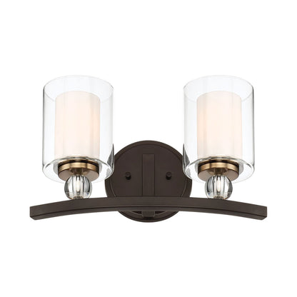 Studio 5 Bath Vanity Light in Painted Bronze with Natural Brushed Brass (2-Light).